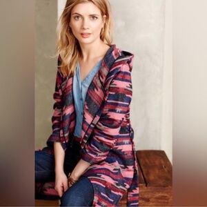 Anthropologie Tabitha Aztec Southwestern Boho Belted Hooded Jacket Coat